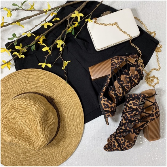 LAST ONE✨Leopard Print  Strappy Open Toe Bootie - Picture 2 of 5